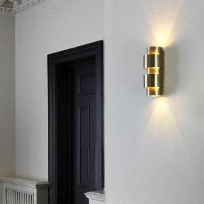 Shown in Satin Brass finish, lit, in use