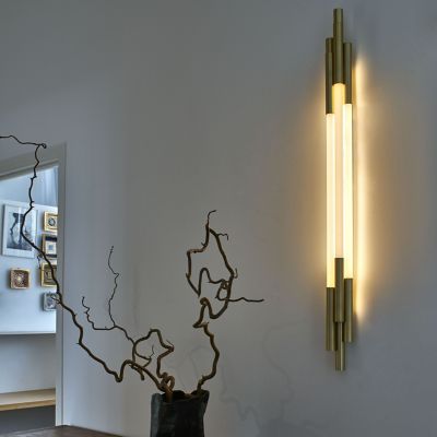 Shown in Opaline and Brushed Brass finish, 60 Inch, in use