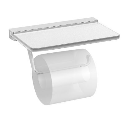 Harmoni Toilet Paper Holder With Frosted Glass Shelf By Dezi Home