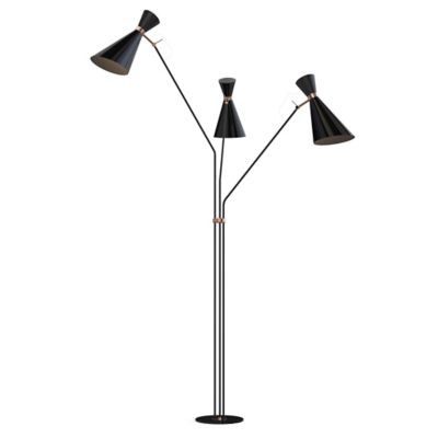Simone 3 Floor Lamp (Black w|Gold and Gold Paint) - OPEN BOX
