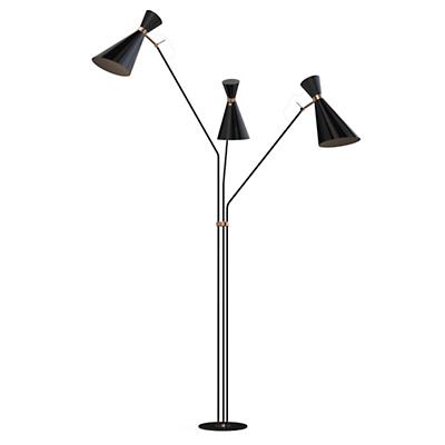 Simone 3 Floor Lamp (Black w/Gold and Gold Paint) - OPEN BOX