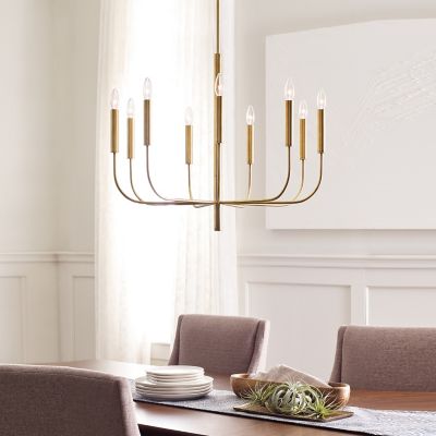 Shown in Burnished Brass finish, 9 Light, in use