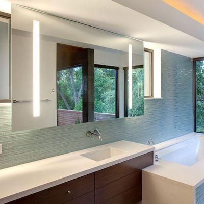 Shown in Mirror finish, 60" x 36", lit, in use