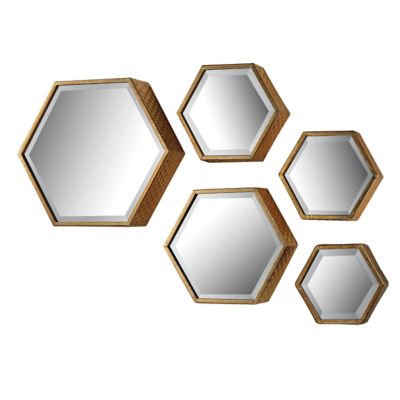 Hexagonal Wall Mirror, Set of 5