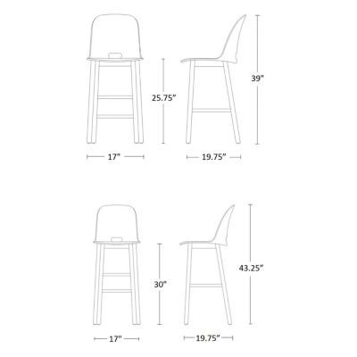 EMECO ALFI BARSTOOL HIGH BACK sgabello con schienale alto