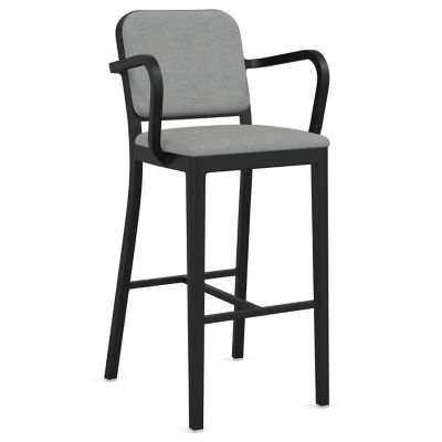 Navy Officer Upholstered Bar/Counter Stool with Arms