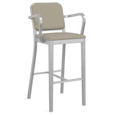 Navy Officer Upholstered Bar/Counter Stool with Arms