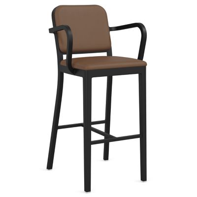 Navy Officer Upholstered Bar/Counter Stool with Arms