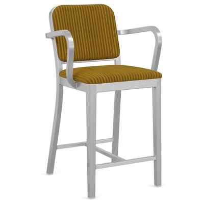 Navy Officer Upholstered Bar/Counter Stool with Arms