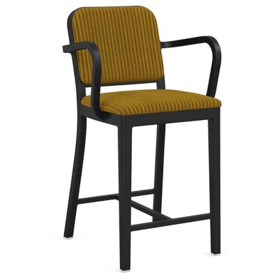 Navy Officer Upholstered Bar/Counter Stool with Arms