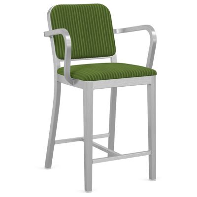 Navy Officer Upholstered Bar/Counter Stool with Arms