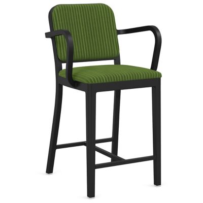 Navy Officer Upholstered Bar/Counter Stool with Arms