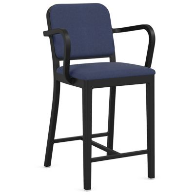 Navy Officer Upholstered Bar/Counter Stool with Arms