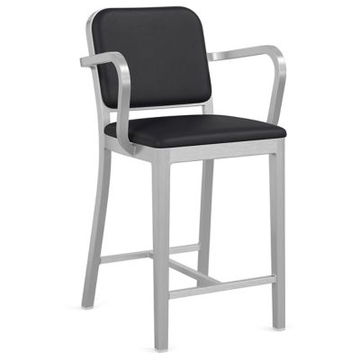 Navy Officer Upholstered Bar/Counter Stool with Arms