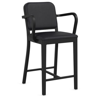 Navy Officer Upholstered Bar/Counter Stool with Arms