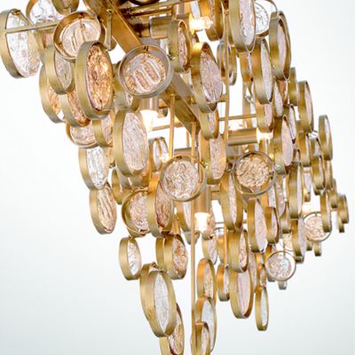 Shown in Antique Gold finish, Extra Large size, Detail view, lit