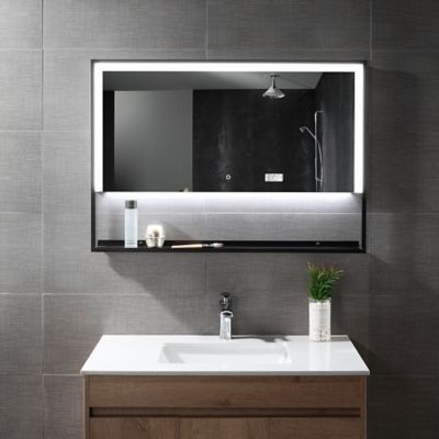 Rectangular LED Mirror with Black Frame by Eurofase at
