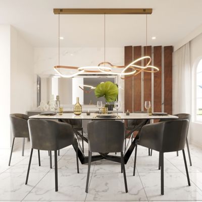 Shown in Brushed Champagne finish, 5 Light option, in use