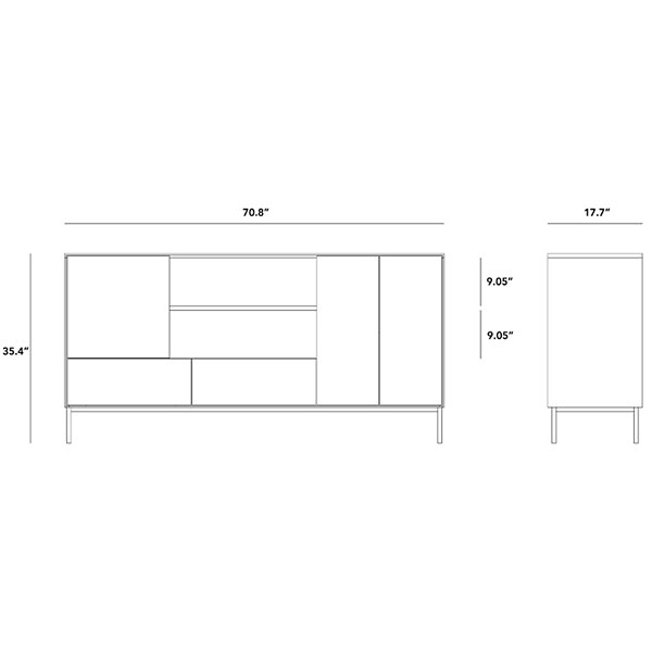 Oak Sideboard - 3 Doors - 2 Drawers
