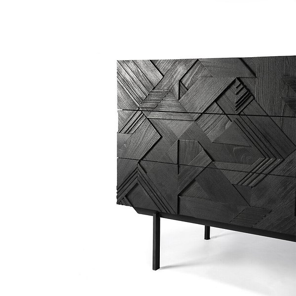 Teak Graphic Chest of Drawers - 3 Drawers