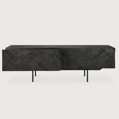 Teak Graphic TV Cupboard - 1 Door - 1 Drawer