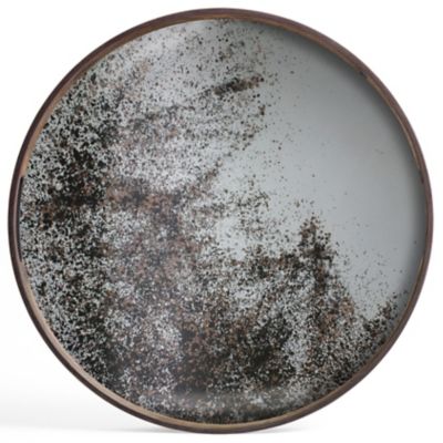 Aged Round Mirror Tray