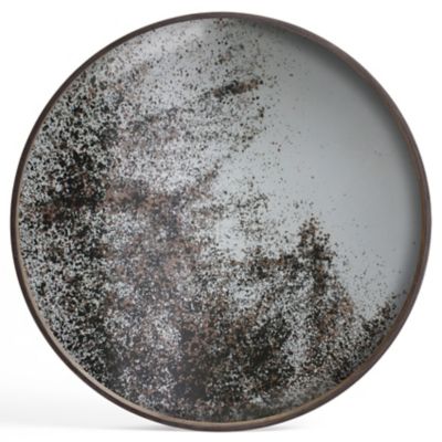 Aged Round Mirror Tray