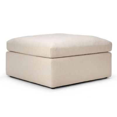 Mellow Upholstered Footstool (Off White) - OPEN BOX