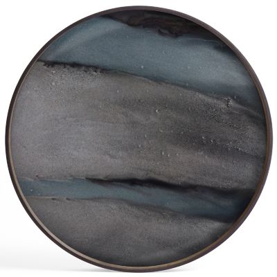 Organic Round Glass Tray (Black with Gray|Large) - OPEN BOX