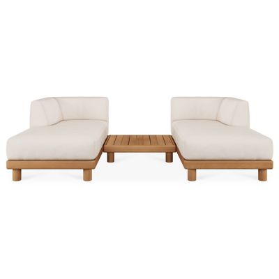 Monocle Outdoor Modular 3-Piece Daybed Set with Coffee Table