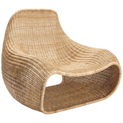 Rattan Natural Snug Chair in Earth Grey Fabric