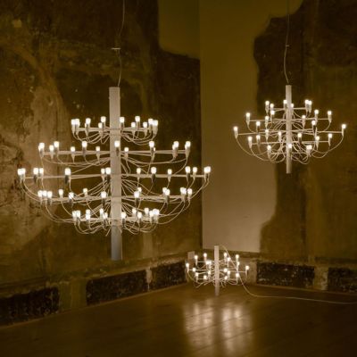 Shown in Matte White Finish, 50 Lights, in use