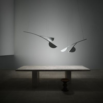 Shown in Anthracite finish, 62 Inch with 2 Shades size, in use