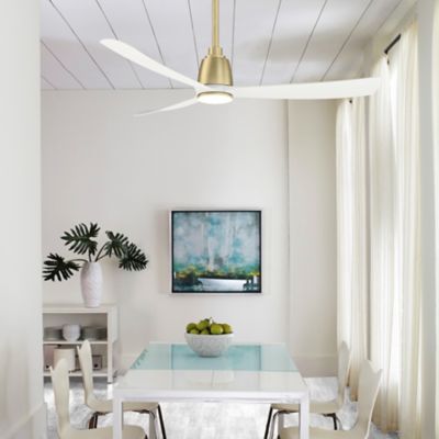 Shown in Brushed Satin Brass with Matte White finish, 52 inch Fan Blade, Light kit