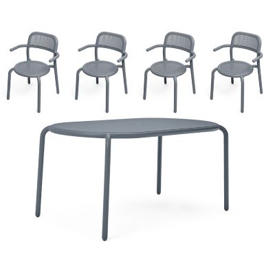 Toni Tavolo Outdoor Dining Table Set with 4 Armchairs