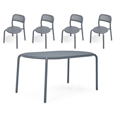 Toni Tavolo Outdoor Dining Table Set with 4 Sidechairs