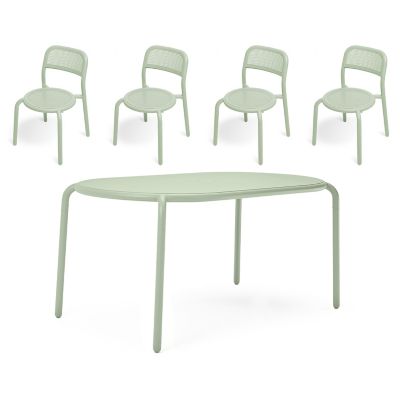 Toni Tavolo Outdoor Dining Table Set with 4 Sidechairs