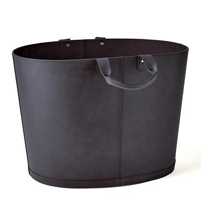 Overside Oval Leather Basket