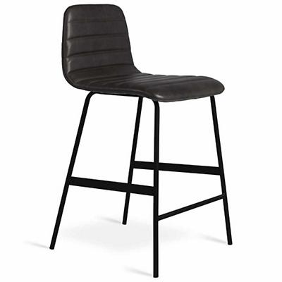 Lecture Upholstered Leather Stool (Black|Counter) - OPEN BOX