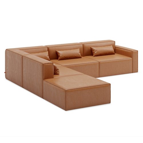 Mix Modular Leather 5 Piece Sectional Sofa - Left Facing