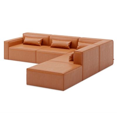 Mix Modular Leather 5 Piece Sectional  Sofa - Right Facing