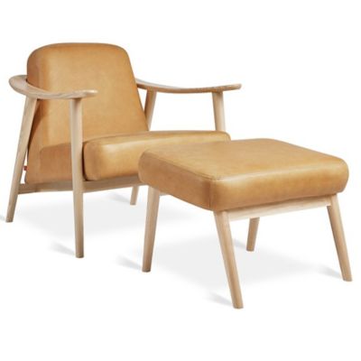 Baltic Leather Chair with Ottoman (Canyon|Ash) - OPEN BOX