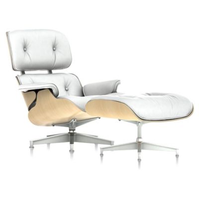 Eames Lounge Chair - White Ash by Herman Miller at Lumens.com