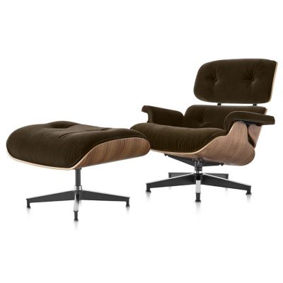 Eames Lounge Chair with Ottoman in Mohair Supreme