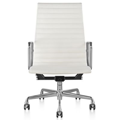 Shown in 2100 Leather Ivory with Polished Aluminum Base/Polished Aluminum Frame with Manual Seat- Height Adjustment