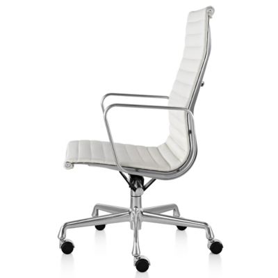 Shown in 2100 Leather Ivory with Polished Aluminum Base/Polished Aluminum Frame with Manual Seat- Height Adjustment