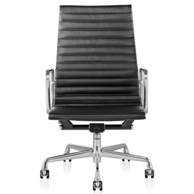 Shown in 2100 Leather Black with Polished Aluminum Base/Polished Aluminum Frame Manual Seat- Height Adjustment