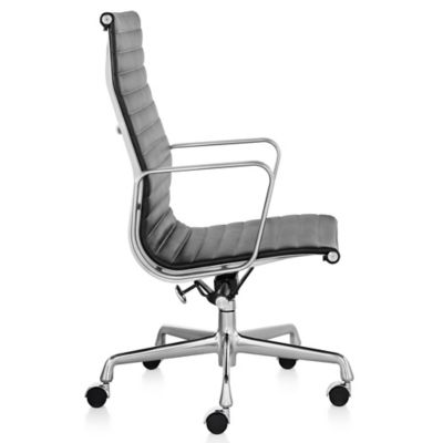 Shown in 2100 Leather Black with Polished Aluminum Base/Polished Aluminum Frame Manual Seat- Height Adjustment