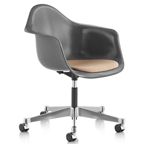 Eames Molded Fiberglass Task Armchair with Upholstered Seat Pad