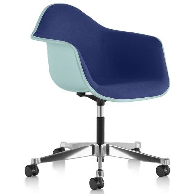 Eames Molded Plastic Task Armchair Fully Upholstered by Herman Miller